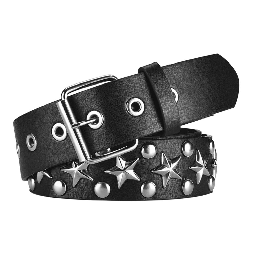 7977 Studded Belt, Metal Punk Rock Rivet belt with Bright Pyramid Studded